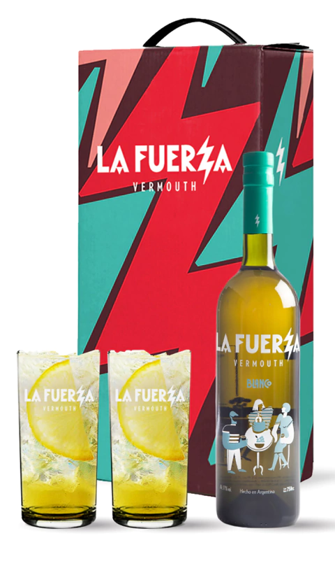 Vermouth La Fuerza  - Blanco Estuche 1 Botella +  2 vasos
