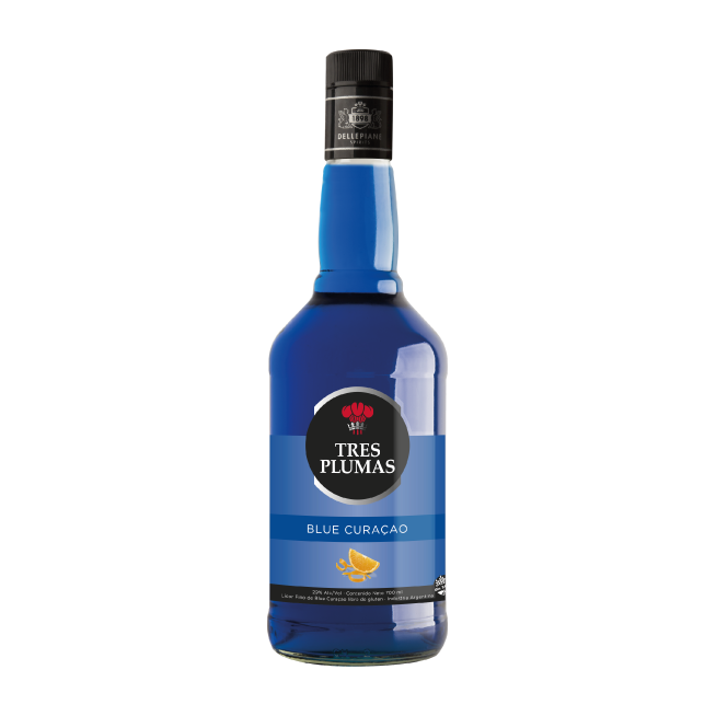Licor Tres Plumas  - Blue Curacao Botella 700c