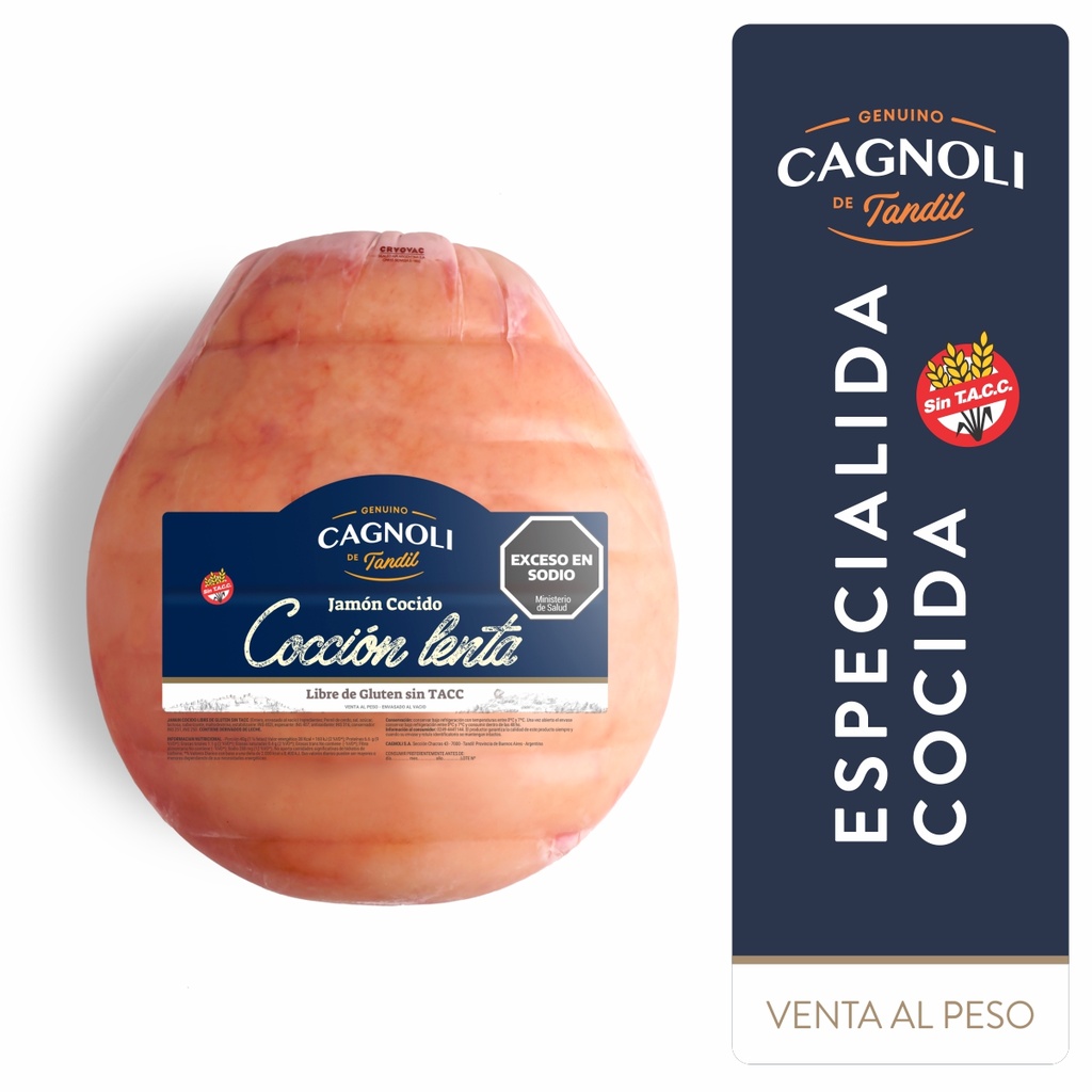 [COD 333] CAGNOLI Jamon cocido Coccion Lenta (Precio x Kilo)
