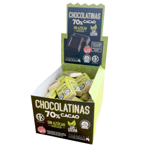 [010-37079] Colonial - Chocolatinas 70% cacao con Stevia 50u.