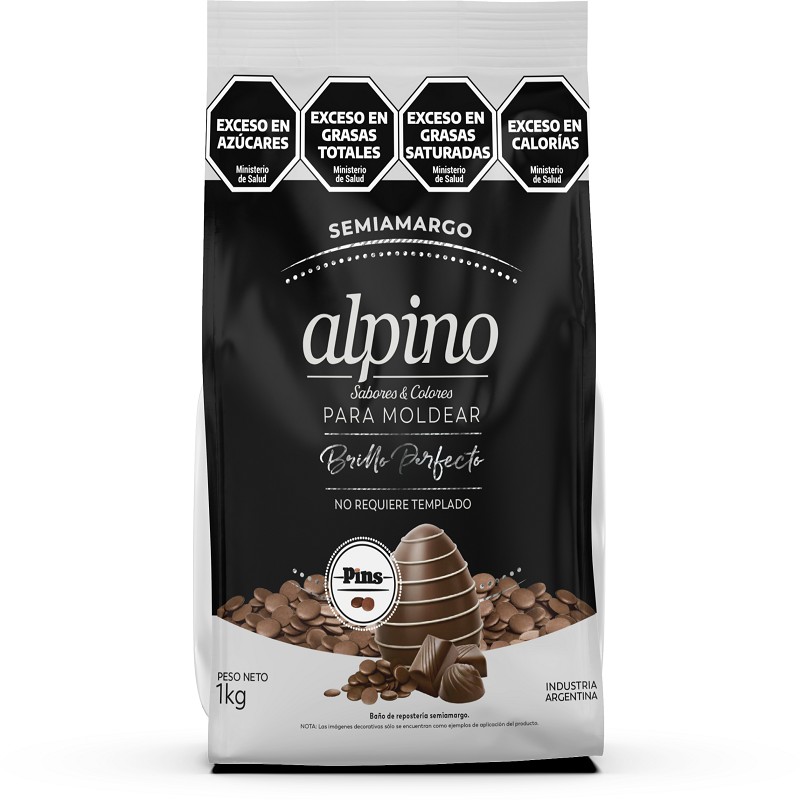 [BAMP01A] Chocolate baño de moldeo Alpino en pins - Caja 6k (Semi Amargo)