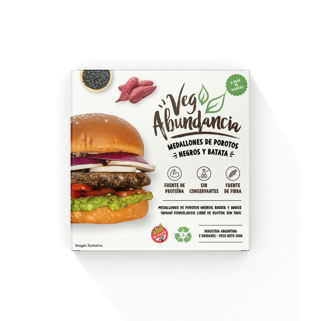 Veg Abundancia Hamburguesa - Poroto Negros y Batata 250g