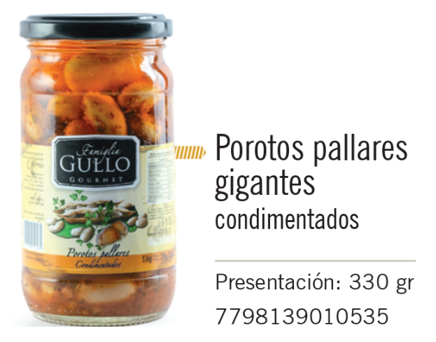 Gullo - Porotos Pallares Gigantes Condimentados - Frasco 330g