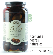 Gullo - Aceitunas Negras Naturales T°00 - Frasco 800g