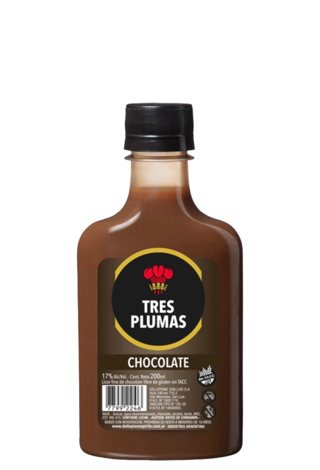 Licor Tres Plumas  - Chocolate Petaca 200ml
