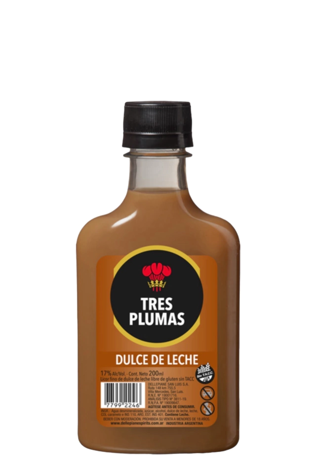 Licor Tres Plumas  - Dulce de leche Petaca 200ml