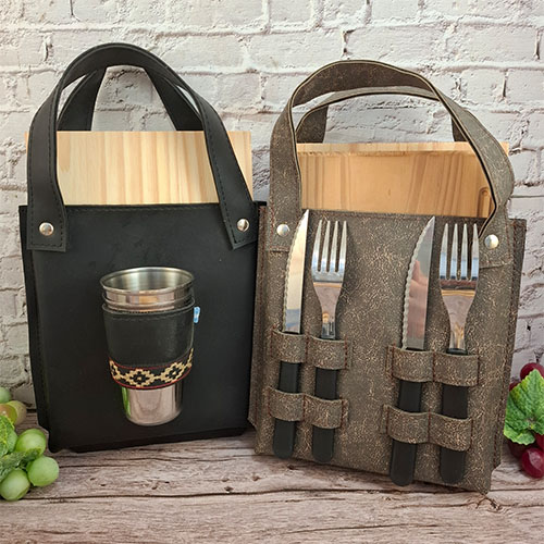 ABC - Set asado maletin  x 2  (tabla,vasos y cubiertos)