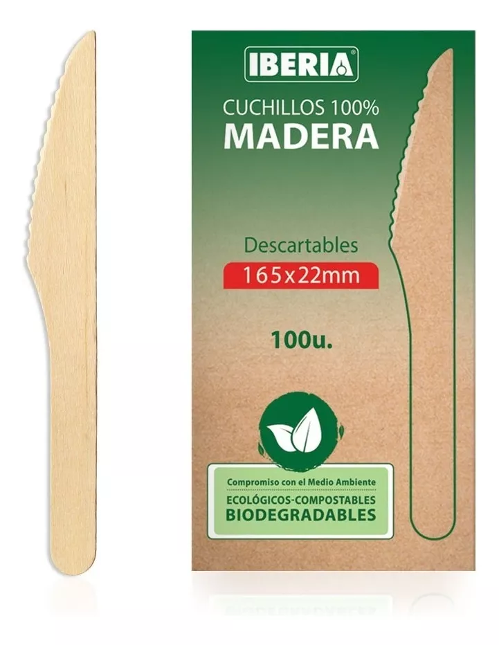 Cuchillo Madera Descartable 16cm x100u.