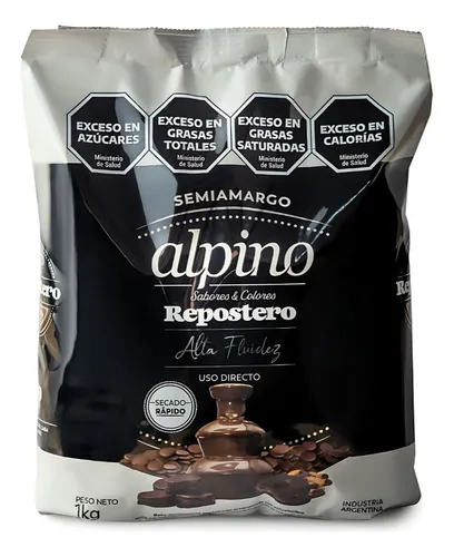 Chocolate baño Repostería Alpino en pins - Alta fluidez - Bolsa 1k 