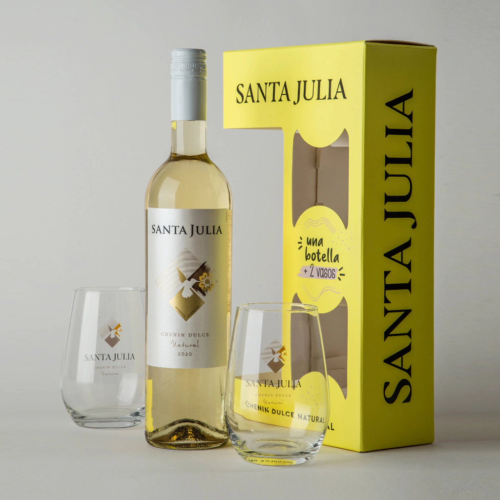 Santa Julia Dulce Natural Caja 6 Estuches - bot + 2 vasos