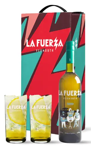 Vermouth La Fuerza  - Blanco Estuche 1 Botella +  2 vasos
