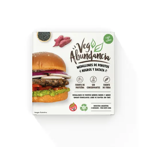 Veg Abundancia Hamburguesa - Poroto Negros y Batata 250g