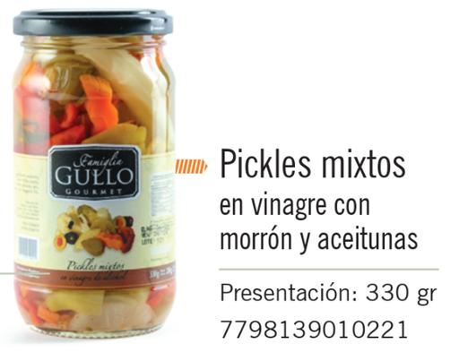[194] Gullo - Pickles Mixtos Morron/Aceituna - Frasco 330g