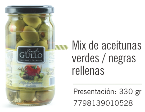 Gullo - Mix de Aceitunas verdes-negras - Frasco 330g