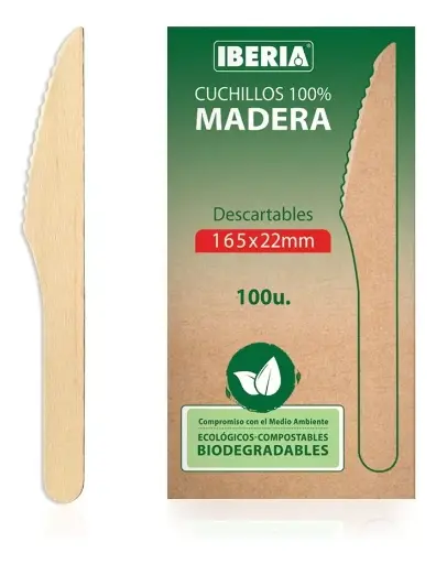 Cuchillo Madera Descartable 16cm x100u.