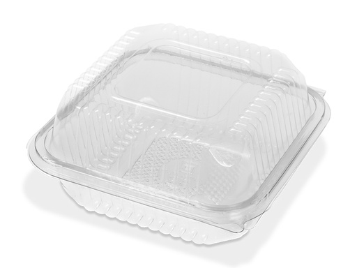 [105134] Bandeja Bisagra Pet Traslucida Cuadrada Alta 1290ml x 50u