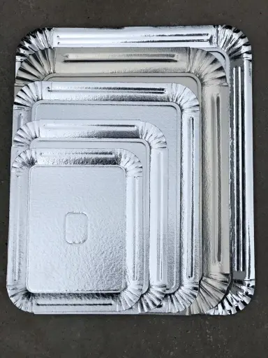 Bandeja Rectangular Plateada Nº3,5 (1,5Kg  24,5mx32cm) - Cartón - 10u