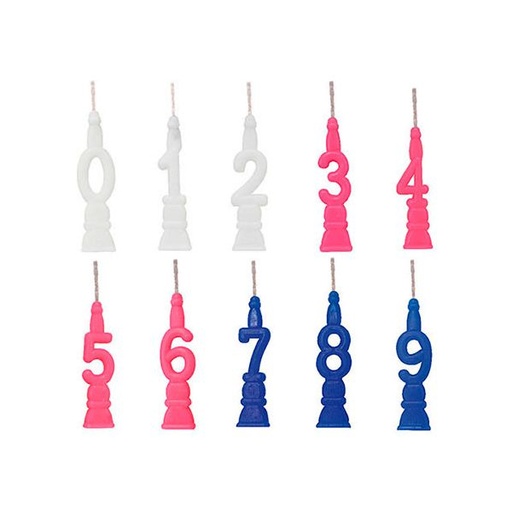 Vela numerica N°5 Aniversario - Cera en Blanco/Rosa/Azul x Unidad