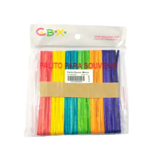Palitos de madera en colores 12cm x 50u