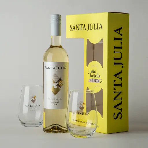 Santa Julia Dulce Natural Caja 6 Estuches - bot + 2 vasos